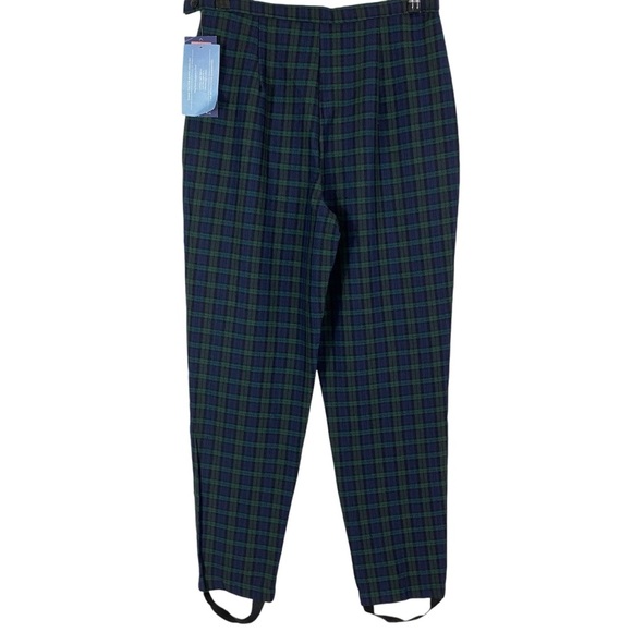 Vintage Kings Bay Womens Stretch Stirrup Pants Size 12 Green Navy Plaid USA - Picture 2 of 9